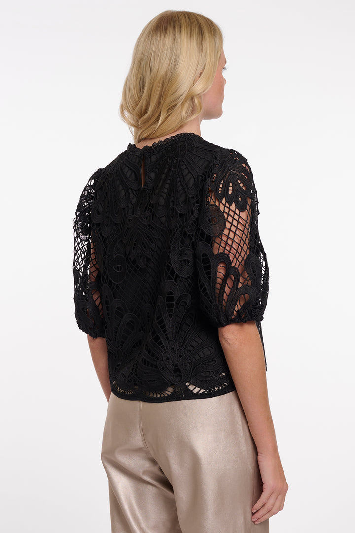 Rino &amp; Pelle Chantalle Black Short Balloon Sleeve Top