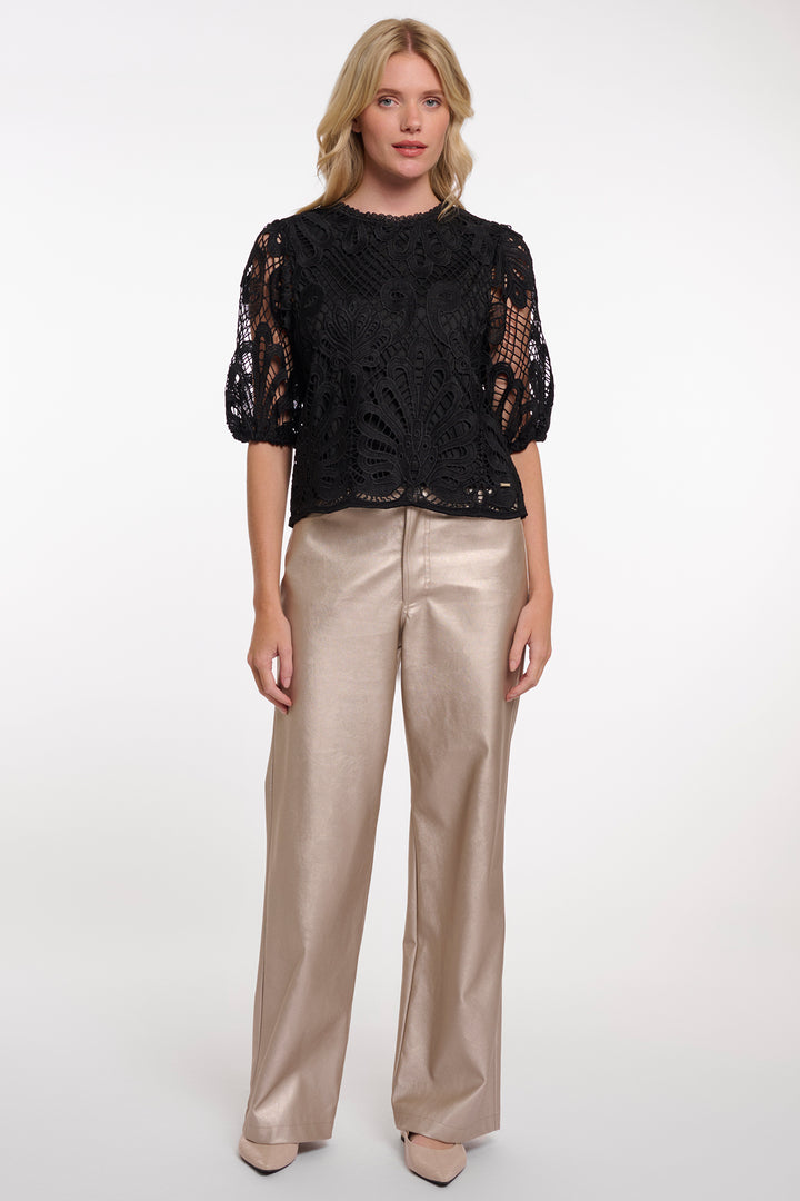 Rino &amp; Pelle Chantalle Black Short Balloon Sleeve Top