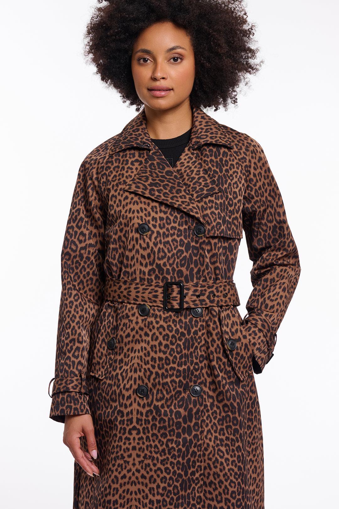 Rino &amp; Pelle Era Brown Leopard Print Double Breasted Coat