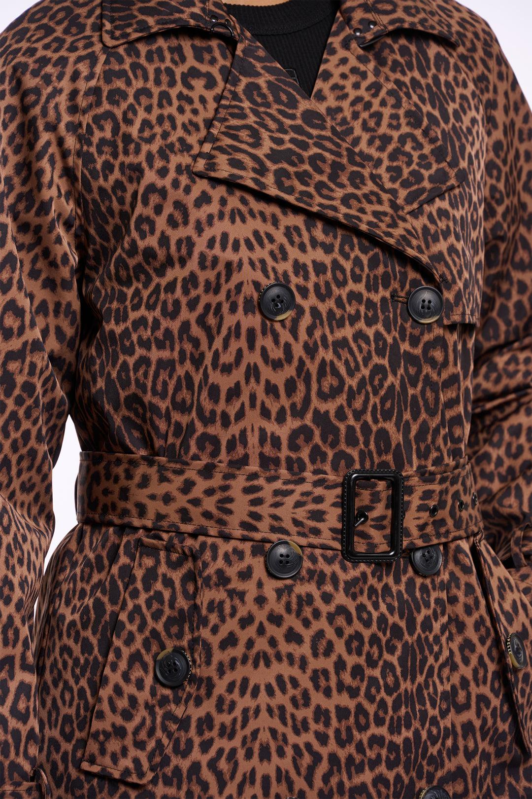 Rino &amp; Pelle Era Brown Leopard Print Double Breasted Coat