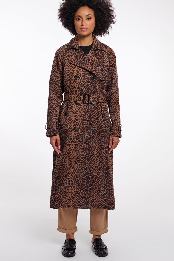 Rino &amp; Pelle Era Brown Leopard Print Double Breasted Coat