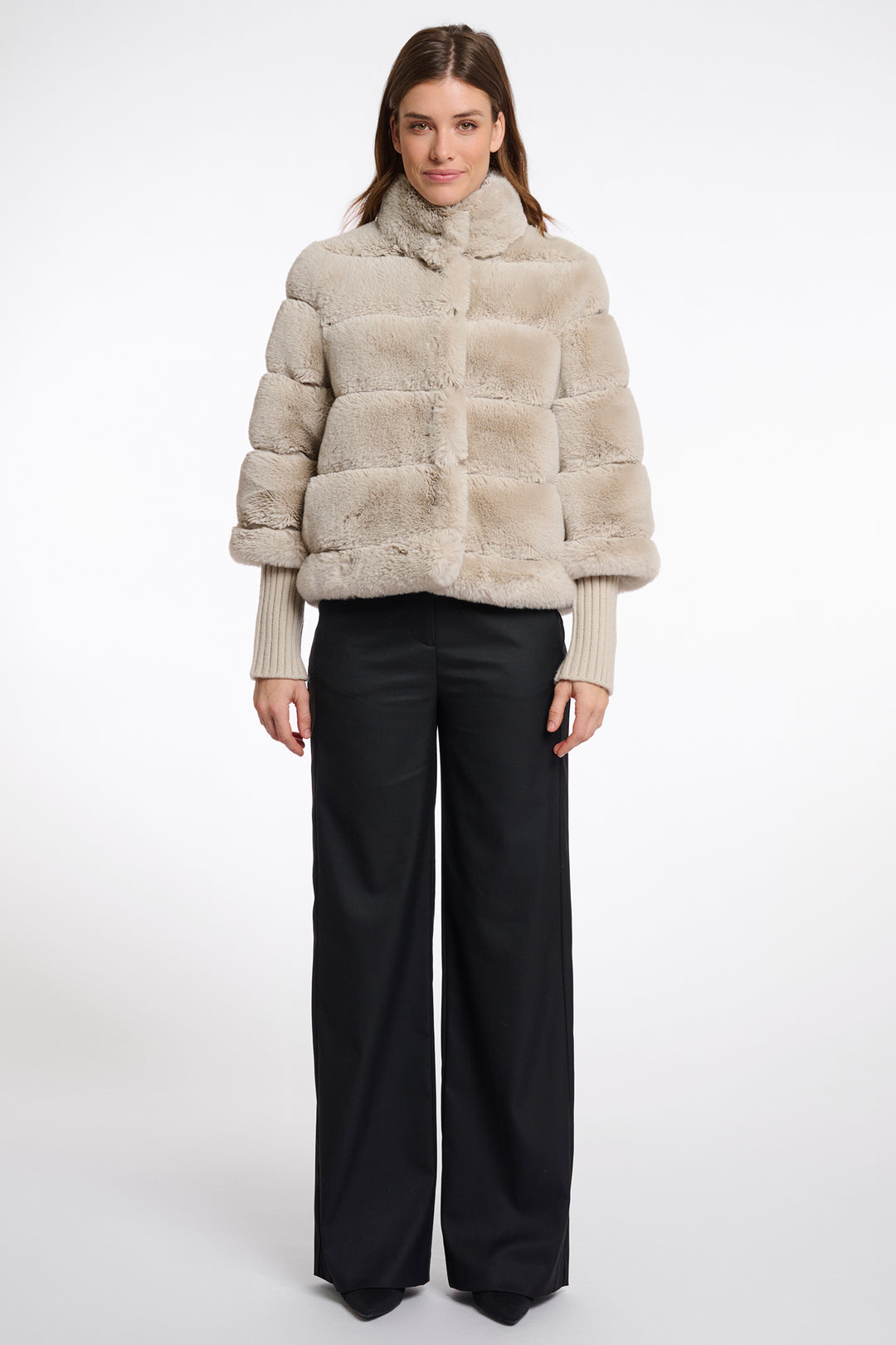 Rino & Pelle Feline Birch Beige Faux Fur Jacket 7002512 - Olivia Grace Fashion