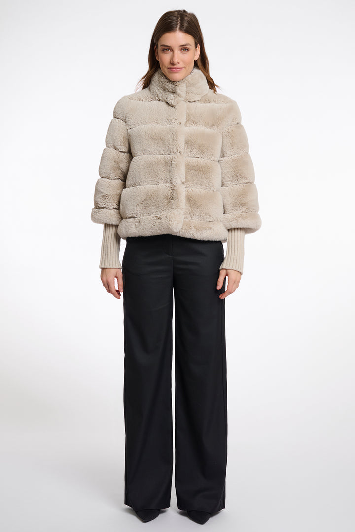Rino & Pelle Feline Birch Beige Faux Fur Jacket 7002512 - Olivia Grace Fashion