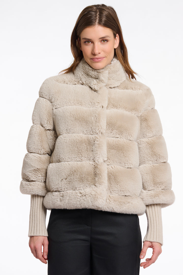 Rino & Pelle Feline Birch Beige Faux Fur Jacket 7002512 - Olivia Grace Fashion