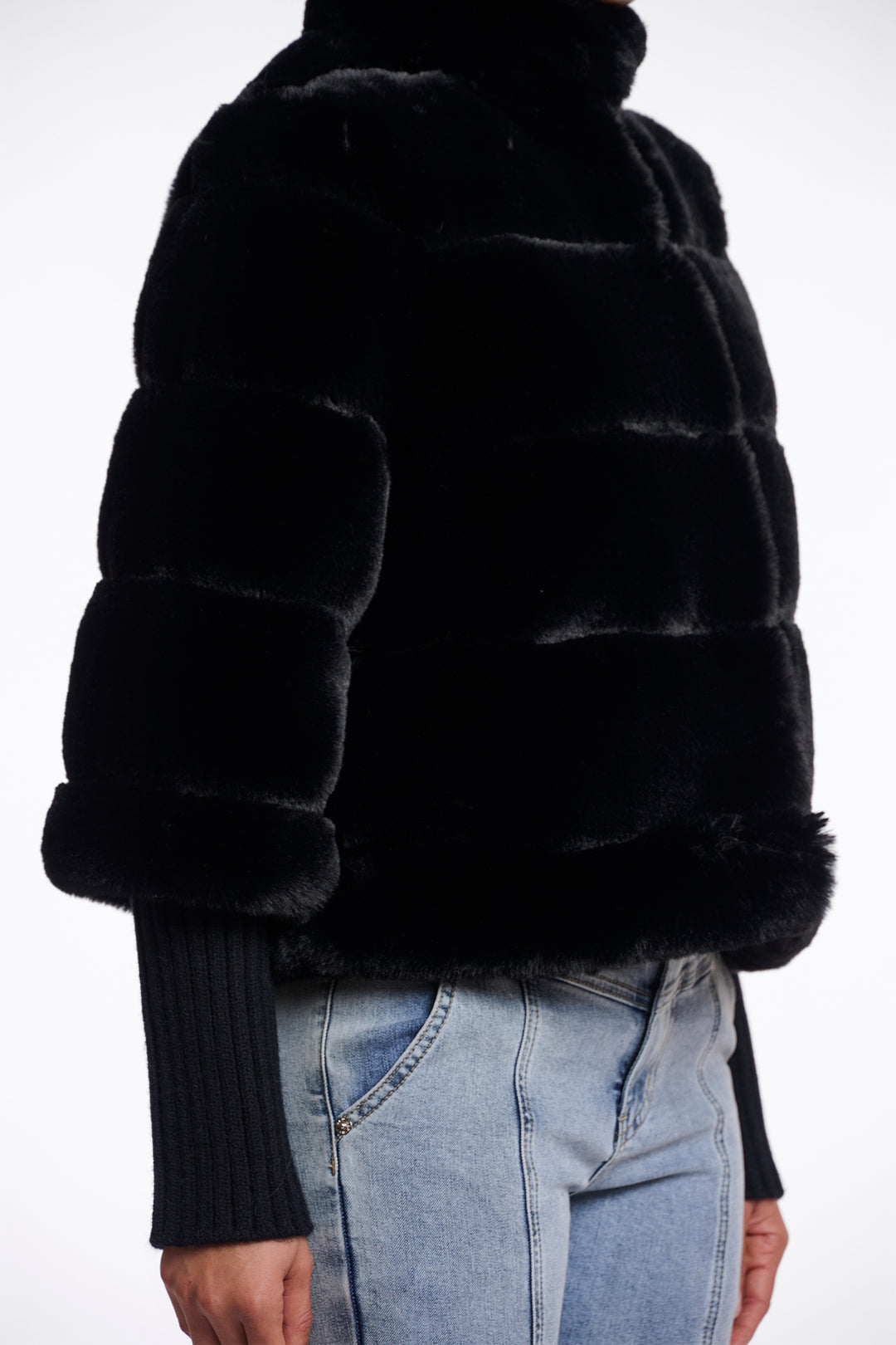 Rino & Pelle Feline Black Faux Fur Jacket 7002512 - Olivia Grace Fashion