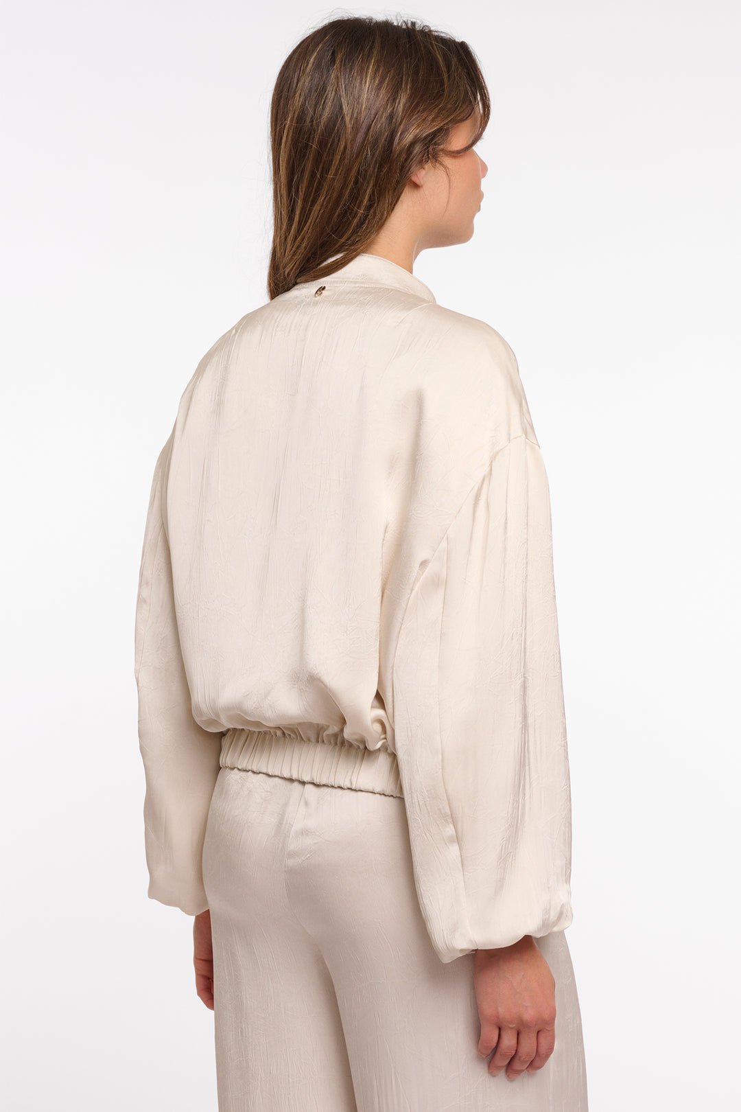 Rino & Pelle Flore Birch Cream Zip Front Bomber Jacket
