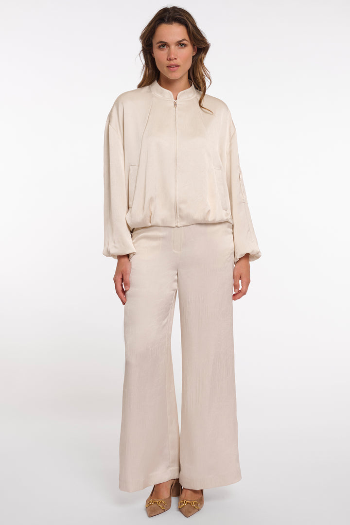 Rino & Pelle Flore Birch Cream Zip Front Bomber Jacket