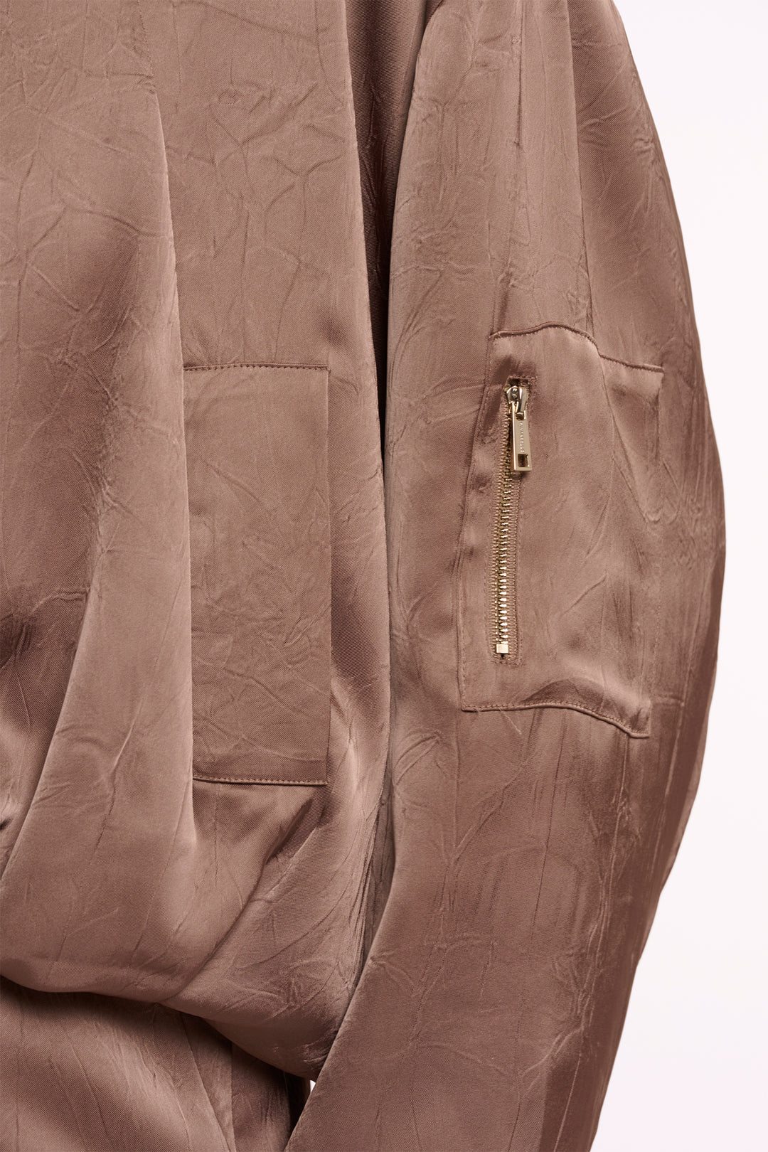 Rino & Pelle Flore Slate Bark Brown Zip Front Bomber Jacket