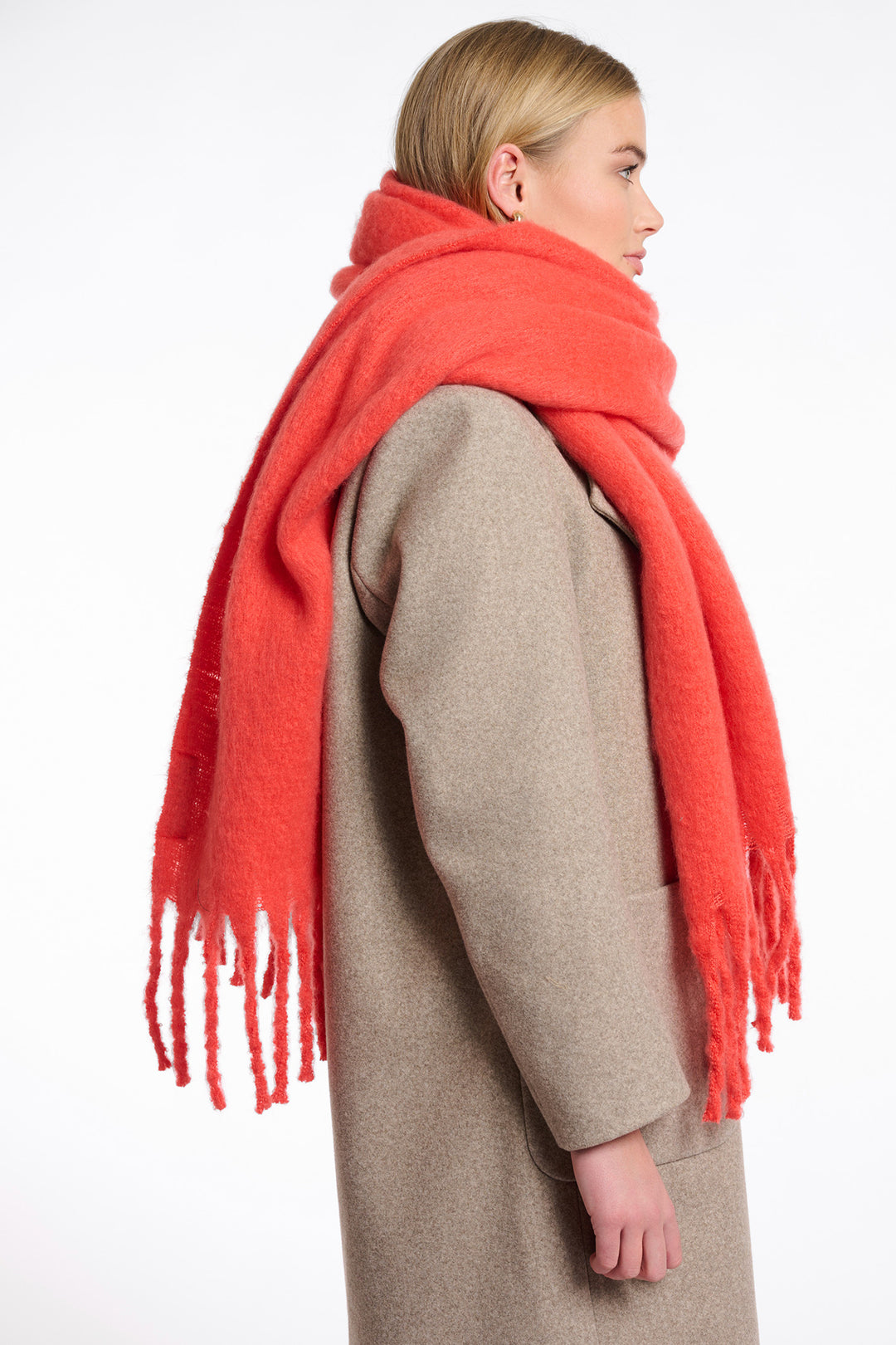 Rino & Pelle Gella 7002512 Bright Coral Tassel Scarf