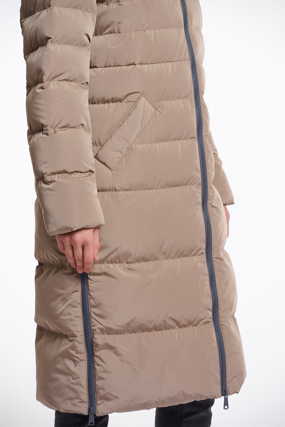 Rino & Pelle Keilafur Toffee Brown Long Padded Coat With Hood - Olivia Grace Fashion