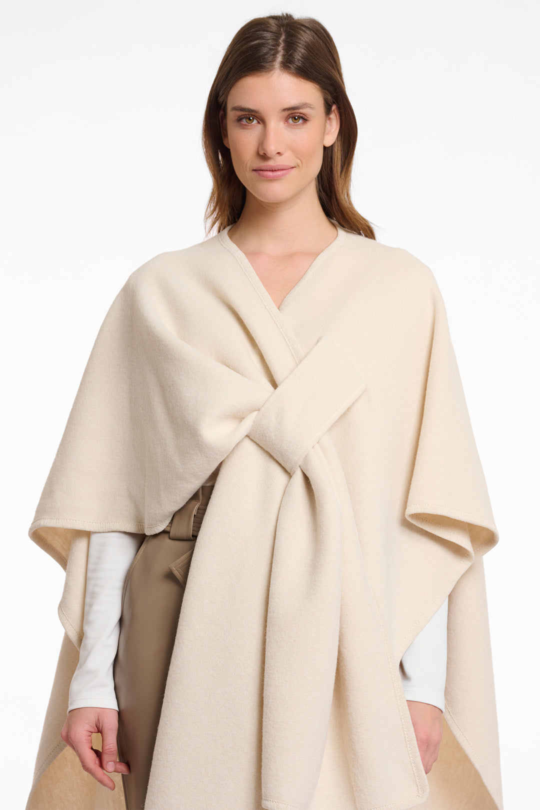 Rino & Pelle Marwa Birch Beige Woven Cape - Olivia Grace Fashion