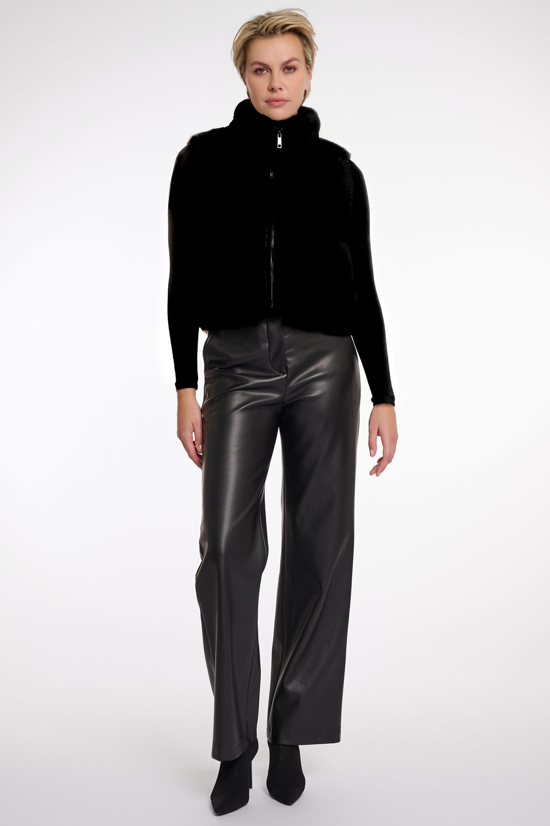 Rino & Pelle May Black Faux Fur Gilet - Olivia Grace Fashion