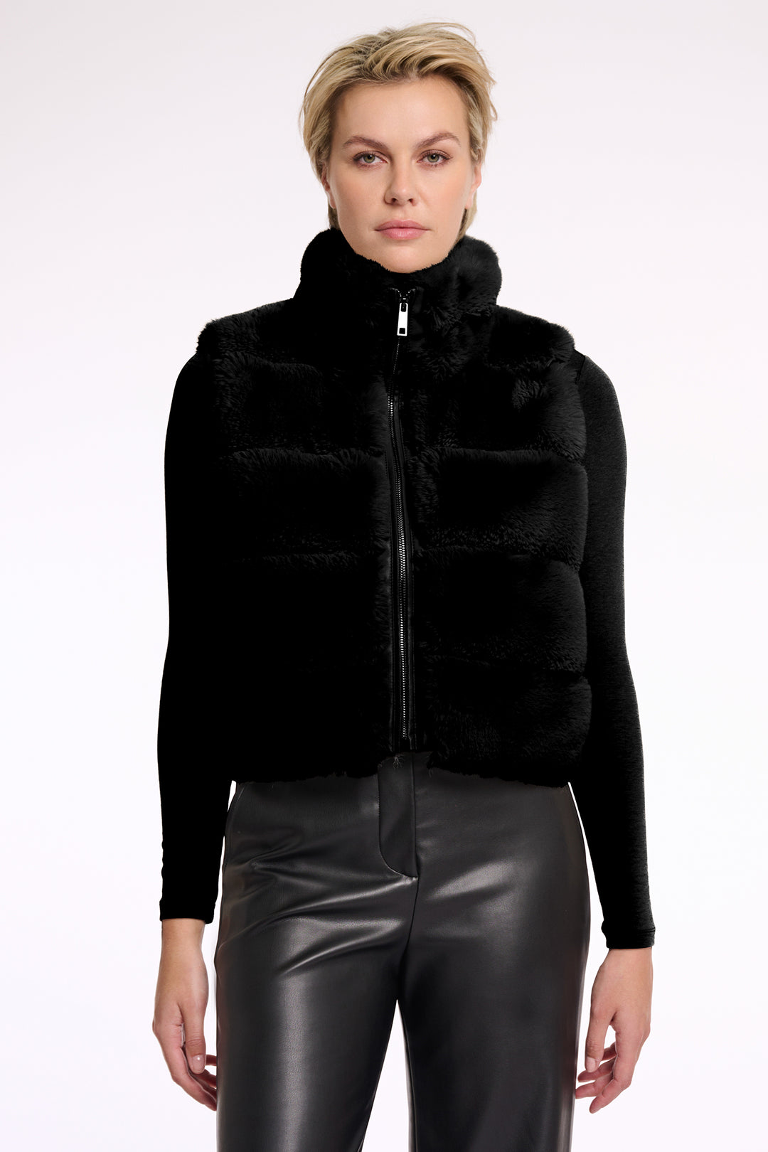 Rino & Pelle May Black Faux Fur Gilet - Olivia Grace Fashion