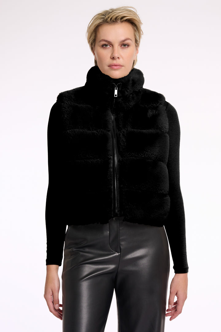 Rino & Pelle May Black Faux Fur Gilet - Olivia Grace Fashion