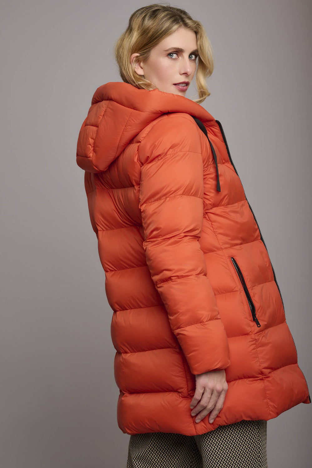 Rino & Pelle Nadira Pottery Orange Padded Coat With Hood - Olivia Grace Fashion