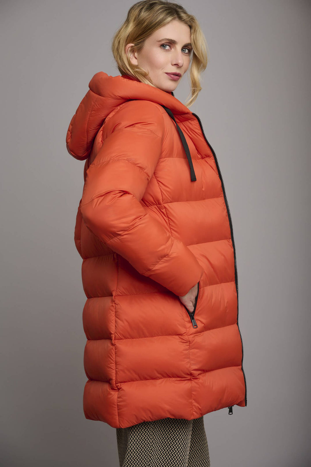 Rino & Pelle Nadira Pottery Orange Padded Coat With Hood - Olivia Grace Fashion