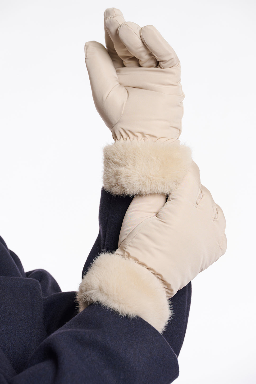 Rino & Pelle Omaire Birch Beige Faux Fur Gloves - Olivia Grace Fashion