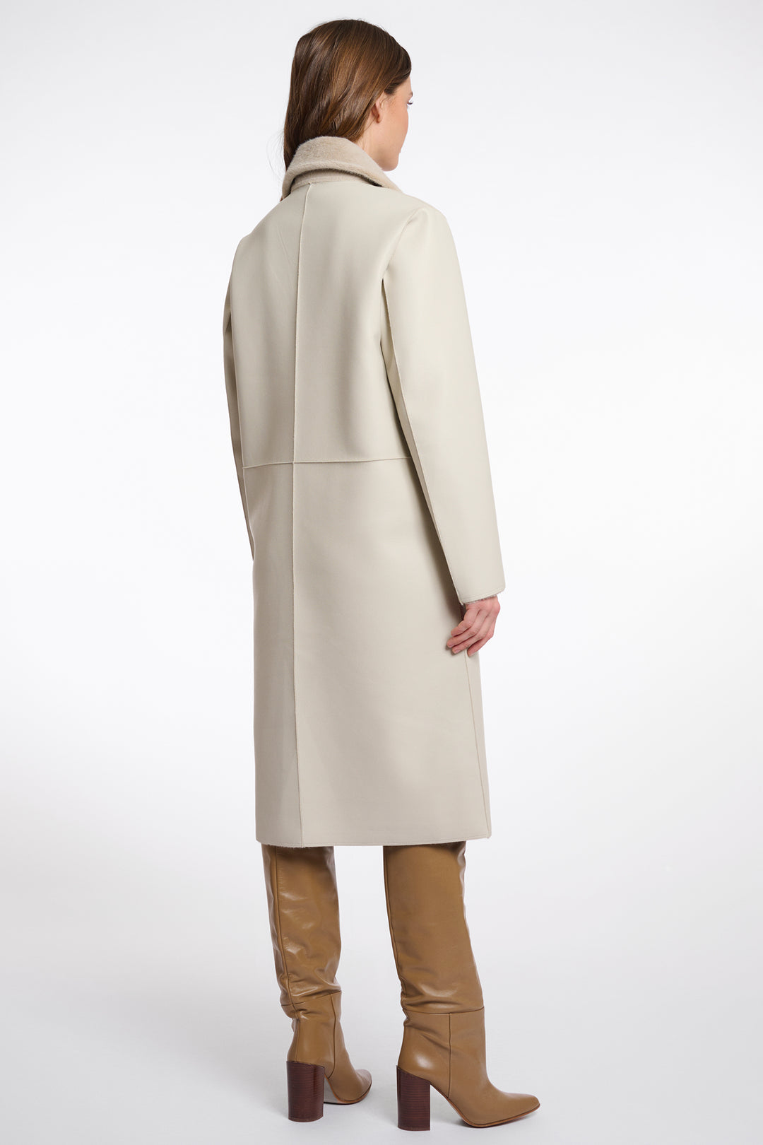 Rino & Pelle Tatiana Birch Beige Reversible Long Coat - Olivia Grace Fashion