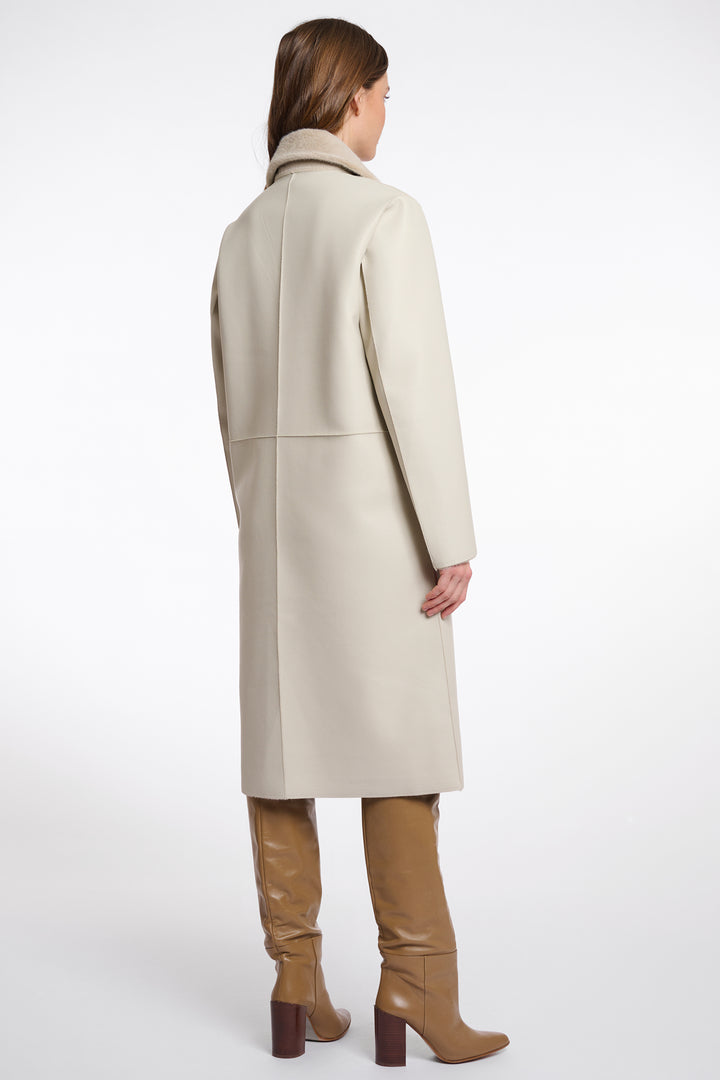 Rino & Pelle Tatiana Birch Beige Reversible Long Coat - Olivia Grace Fashion