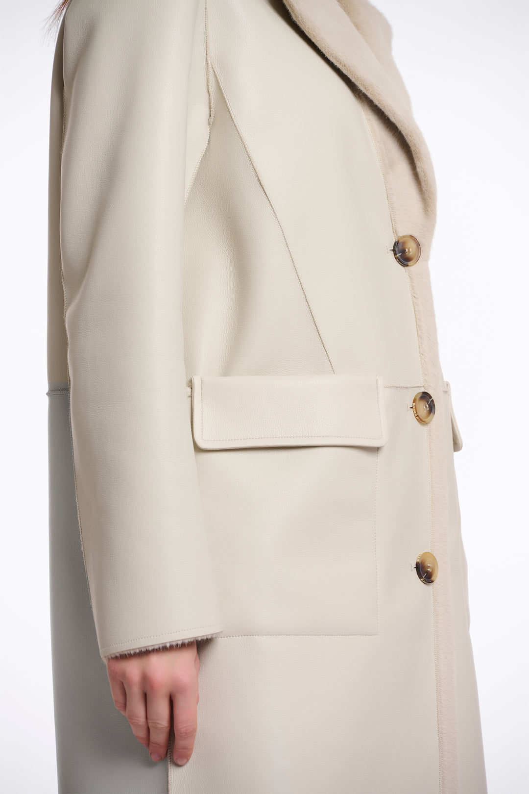 Rino & Pelle Tatiana Birch Beige Reversible Long Coat - Olivia Grace Fashion