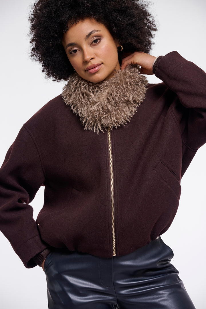 Olivia Grace Fashion - Rino &amp; Pelle Banu Mocha Latte Brown Scarf with Magnet Closure