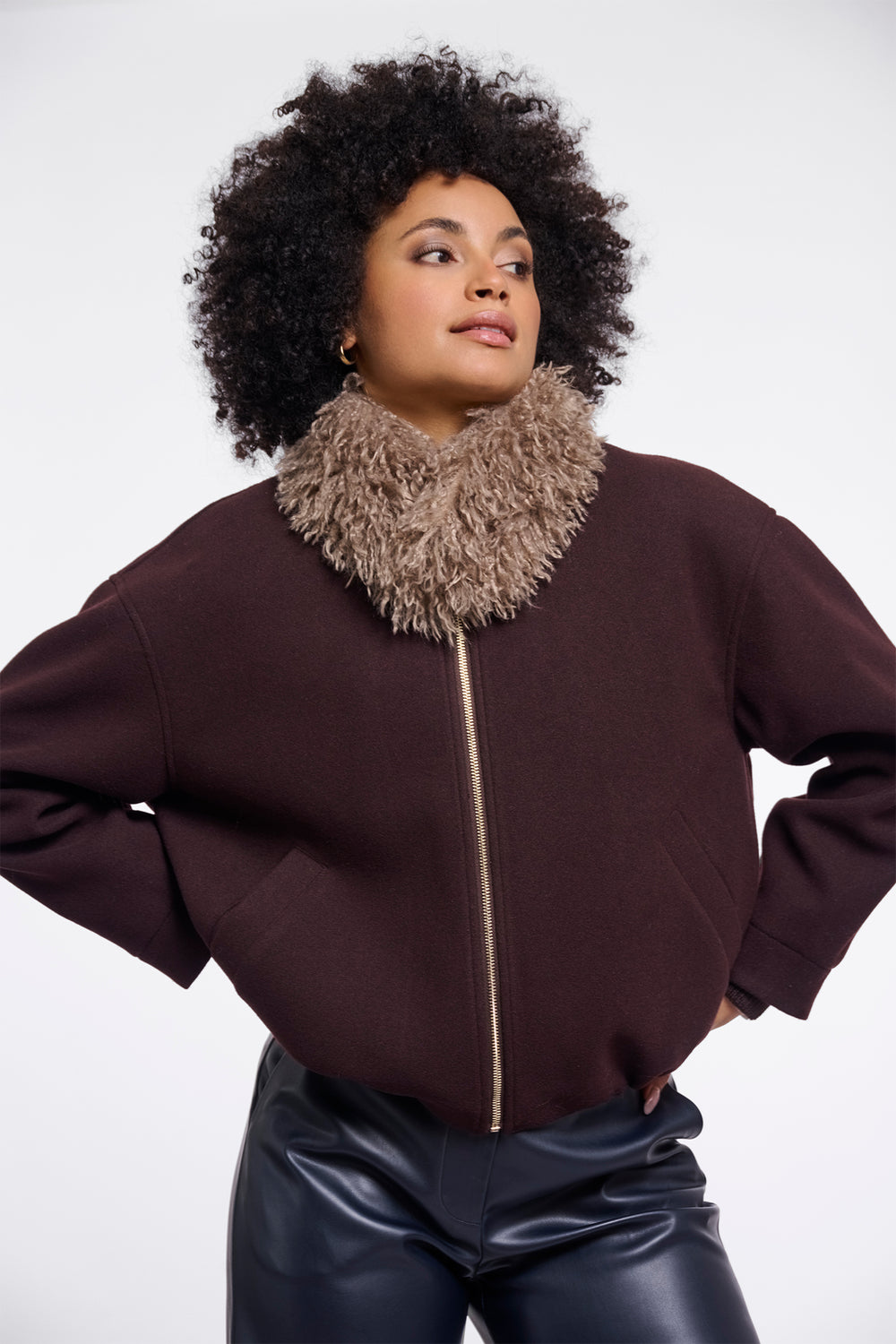 Olivia Grace Fashion - Rino & Pelle Banu Mocha Latte Brown Scarf with Magnet Closure