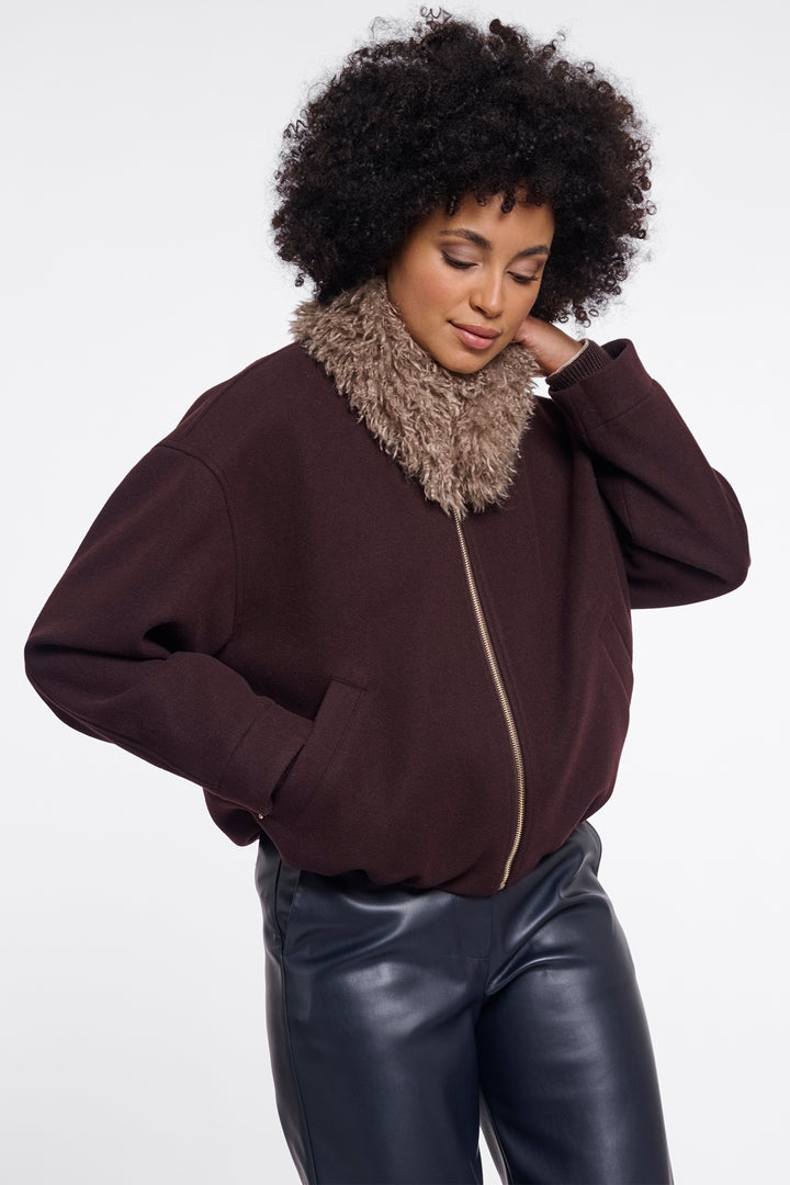 Olivia Grace Fashion - Rino &amp; Pelle Banu Mocha Latte Brown Scarf with Magnet Closure
