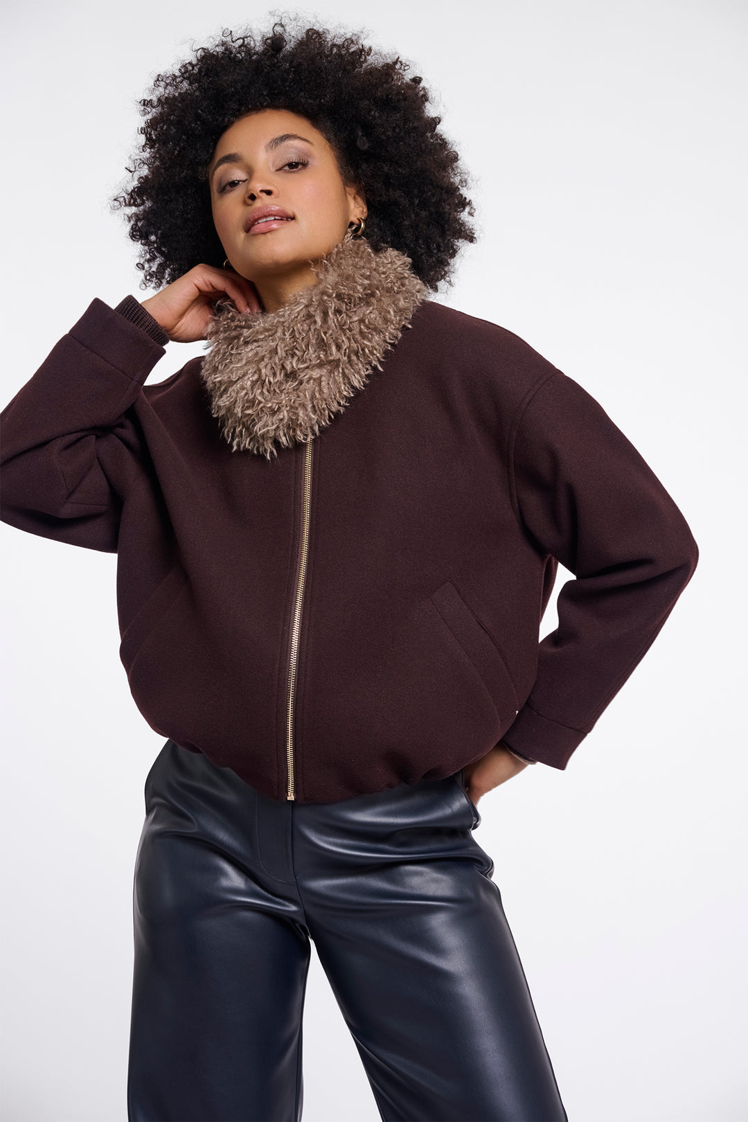 Olivia Grace Fashion - Rino &amp; Pelle Banu Mocha Latte Brown Scarf with Magnet Closure