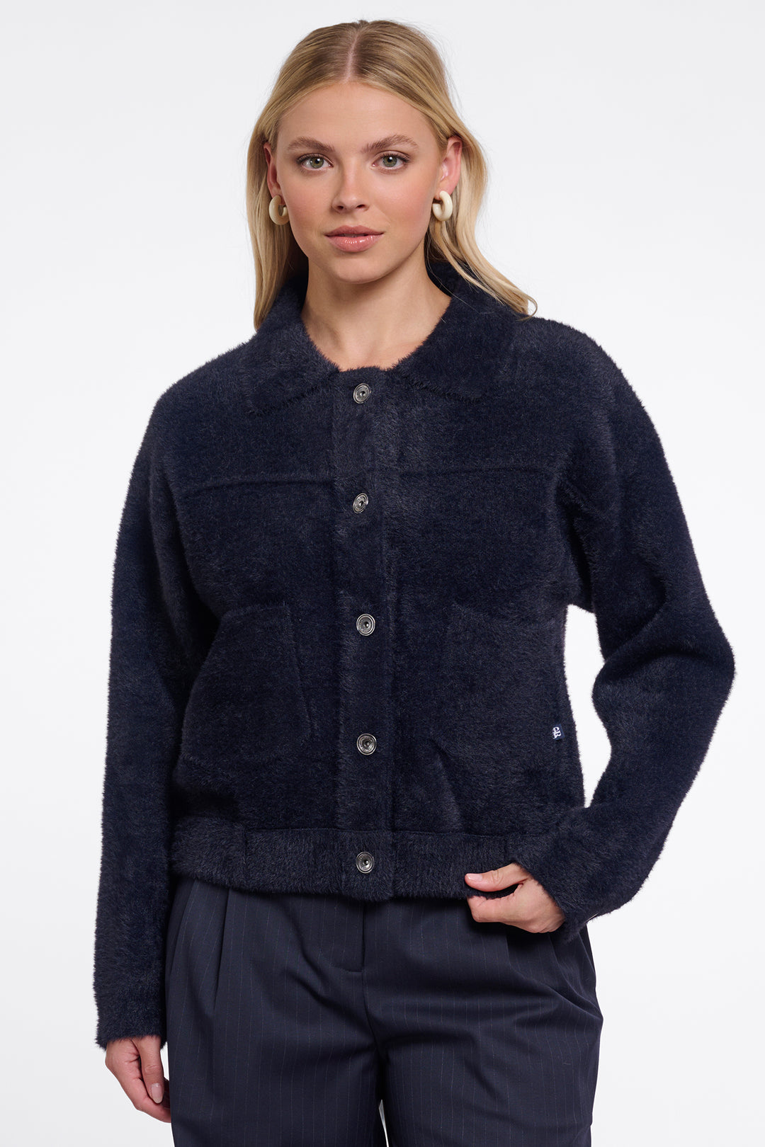 Olivia Grace Fashion - Rino & Pelle Bubbly Dark Navy Boxy Jacket
