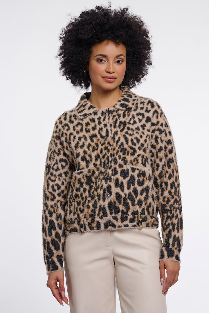 Olivia Grace Fashion - Rino &amp; Pelle Bubbly Light Leopard Multicolour Boxy Jacket