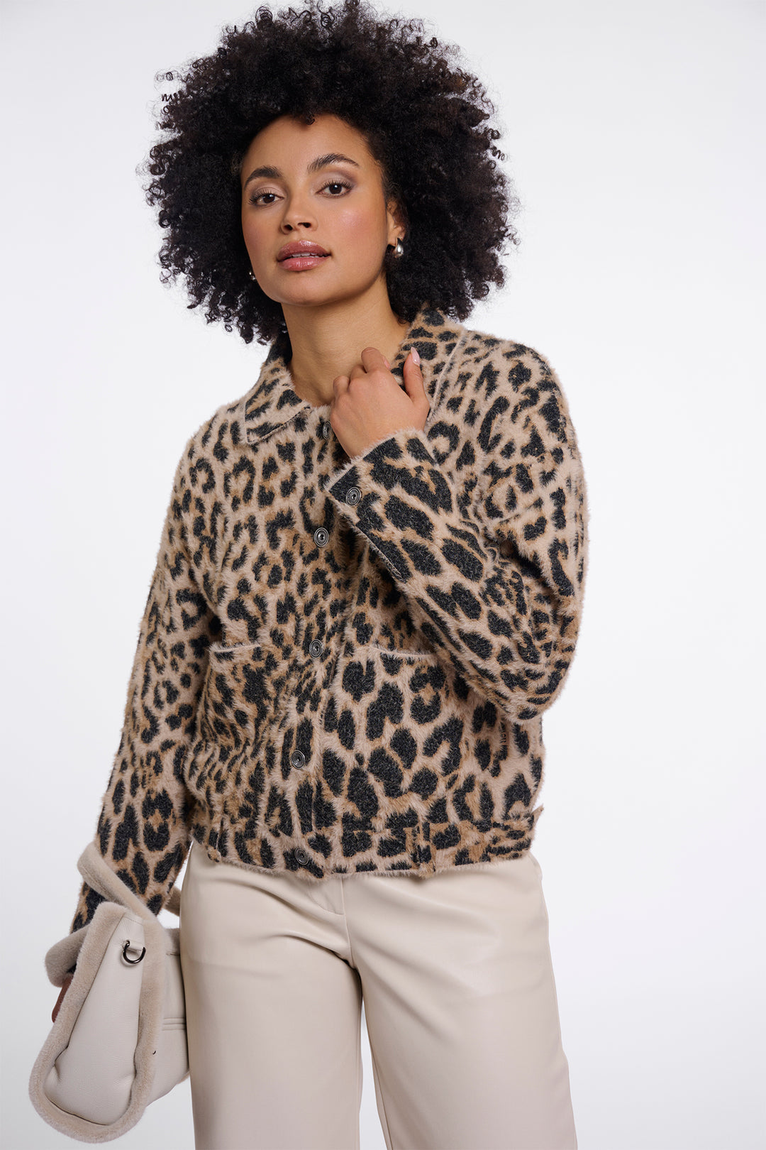 Olivia Grace Fashion - Rino &amp; Pelle Bubbly Light Leopard Multicolour Boxy Jacket
