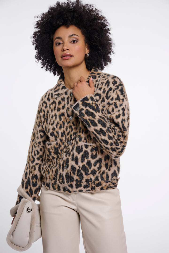 Olivia Grace Fashion - Rino &amp; Pelle Bubbly Light Leopard Multicolour Boxy Jacket