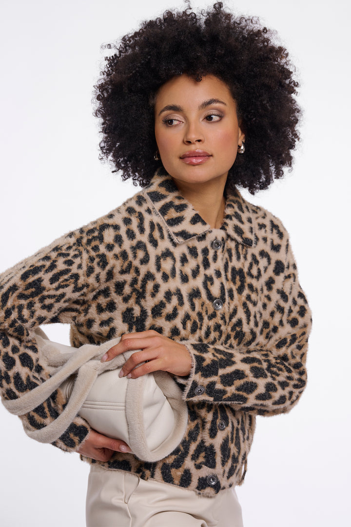 Olivia Grace Fashion - Rino &amp; Pelle Bubbly Light Leopard Multicolour Boxy Jacket