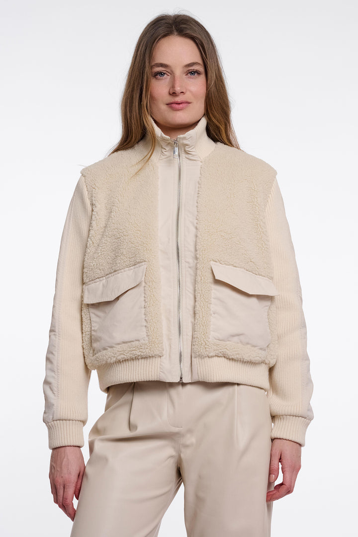 Rino &amp; Pelle Culp Birch Beige Fleece Jacket with Zip 9030, front view
