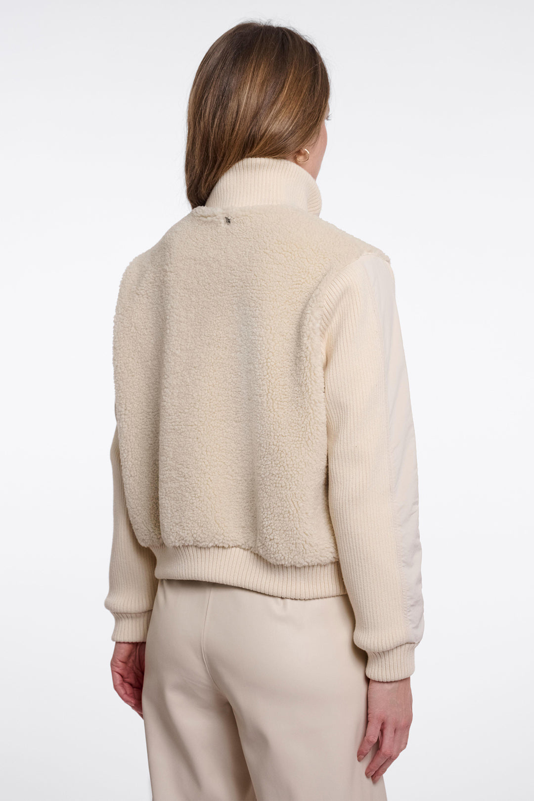 Rino &amp; Pelle Culp Birch Beige Fleece Jacket with Zip 9030, back view