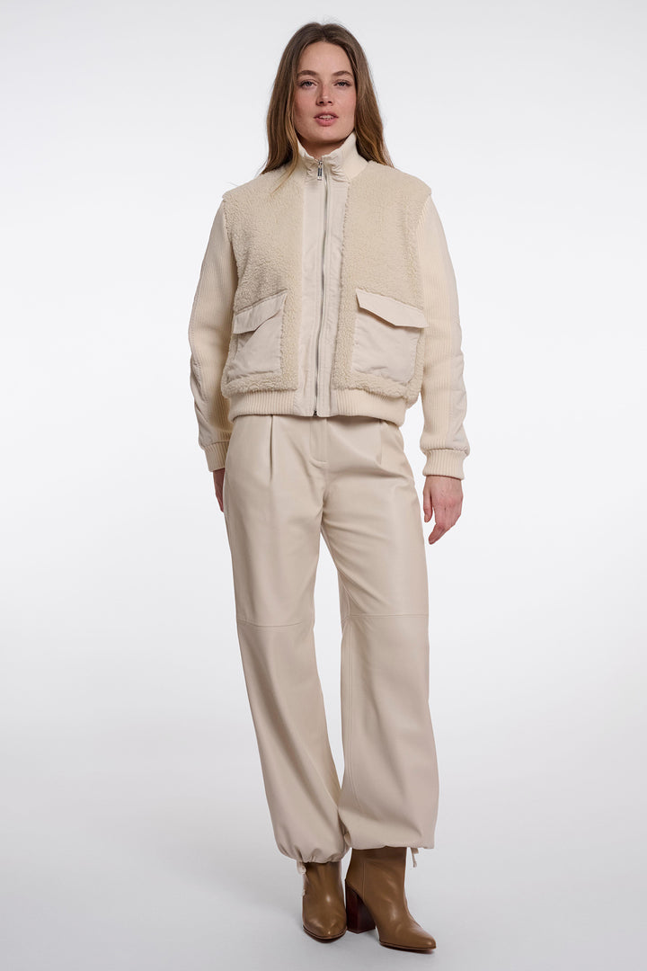 Rino &amp; Pelle Culp Birch Beige Fleece Jacket with Zip 9030, full length