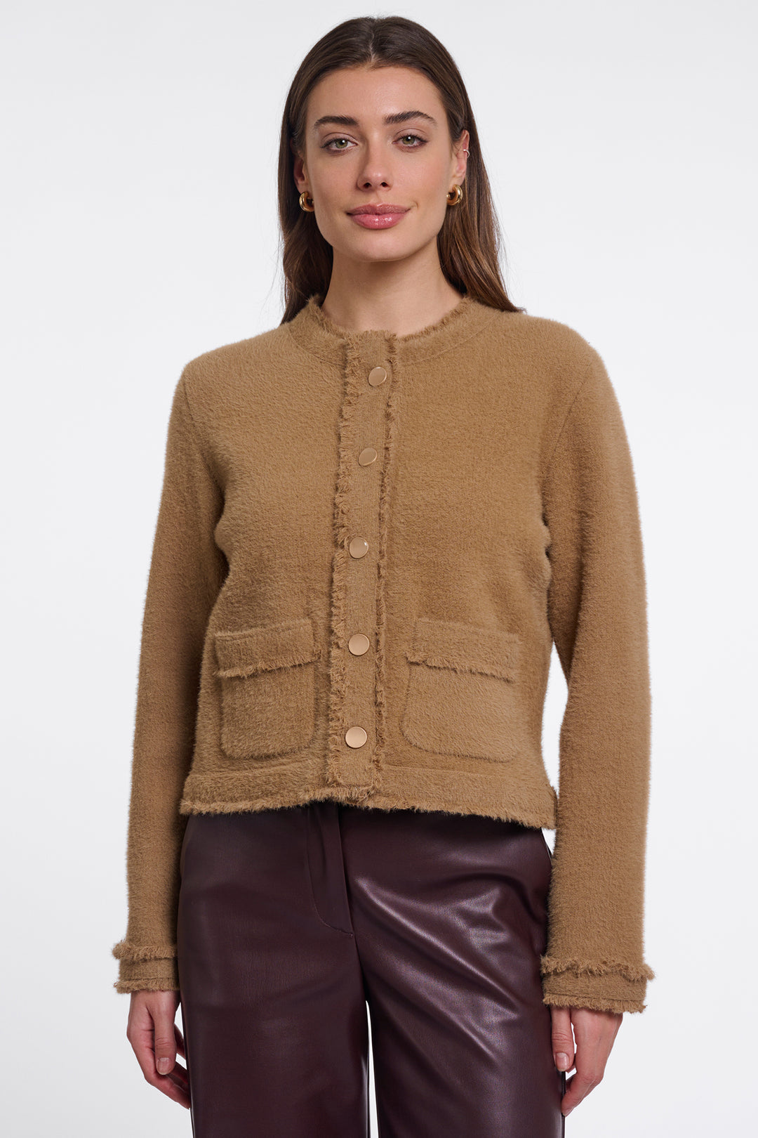 Olivia Grace Fashion - Rino & Pelle Florieke Sahara Desert Brown Jacket with Fringe Details
