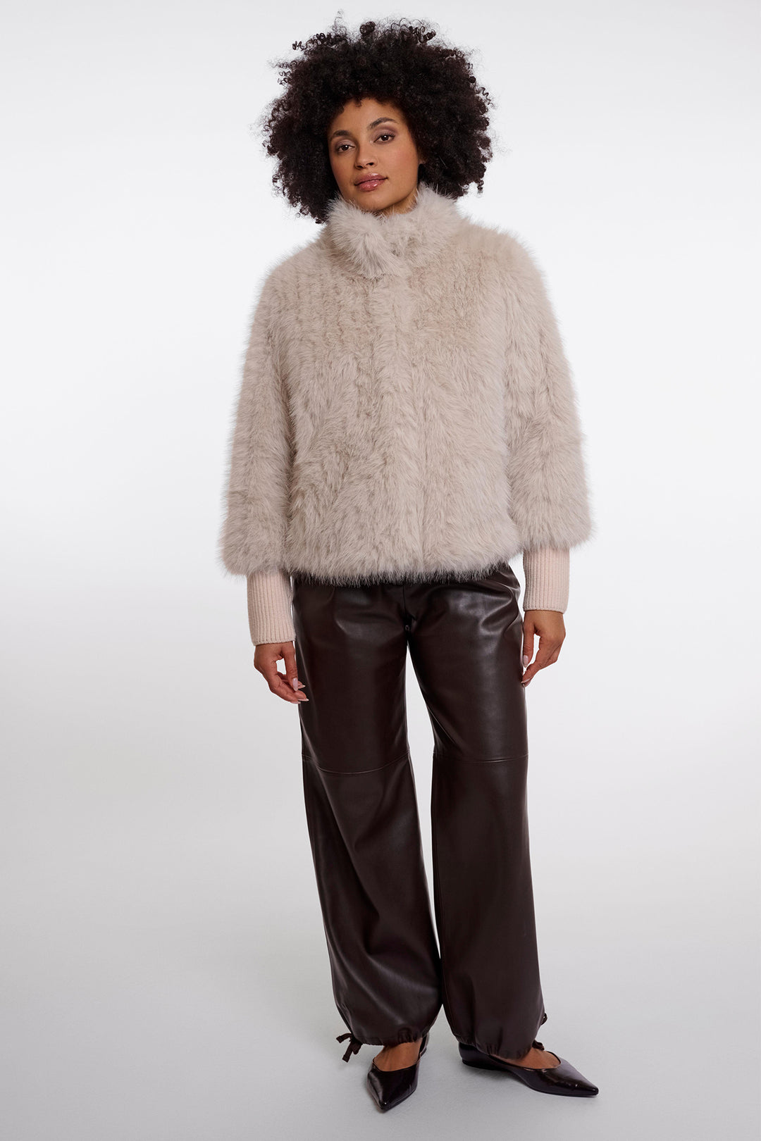 Rino &amp; Pelle Goja Birch Beige Jacket with Cuffs 9030, full length