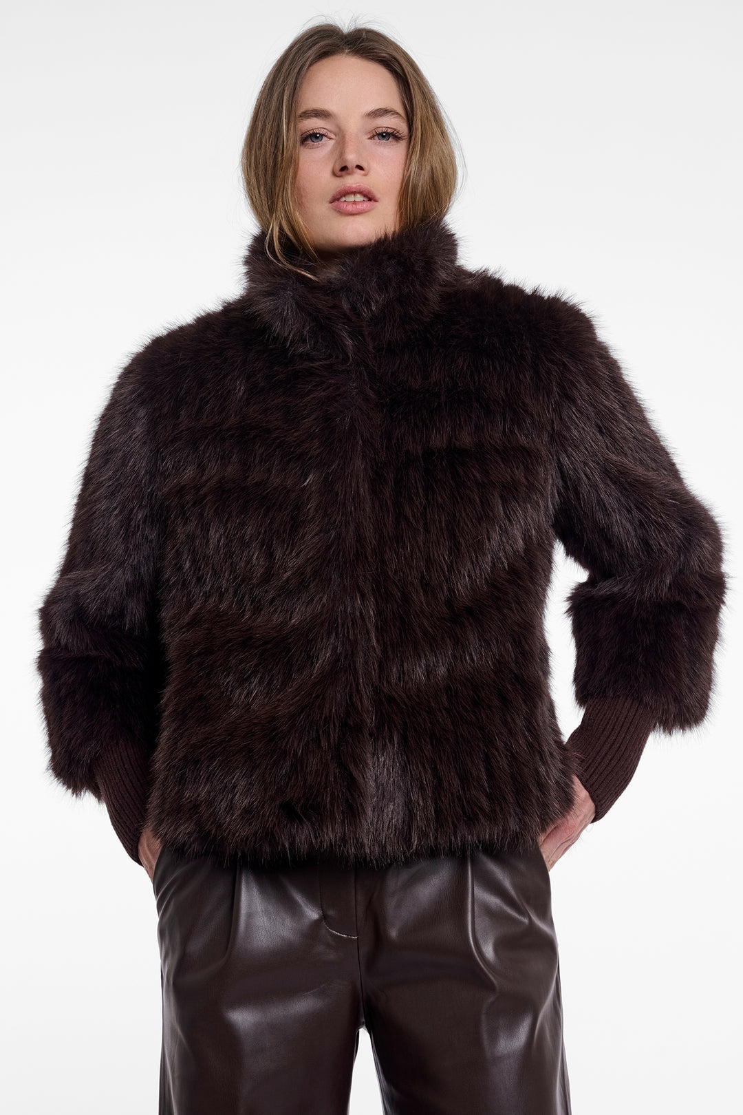 Rino & Pelle Goja Peated Brown Jacket with Cuffs 11104, front view
