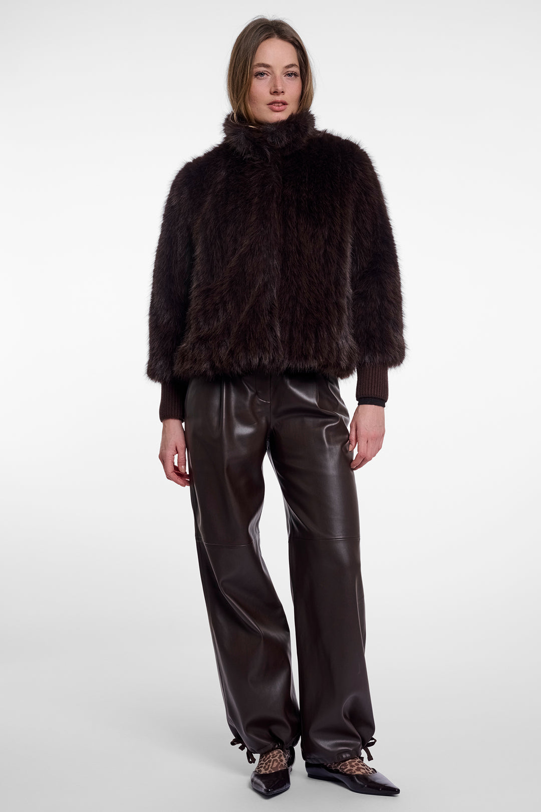 Rino &amp; Pelle Goja Peated Brown Jacket with Cuffs 11104, full length