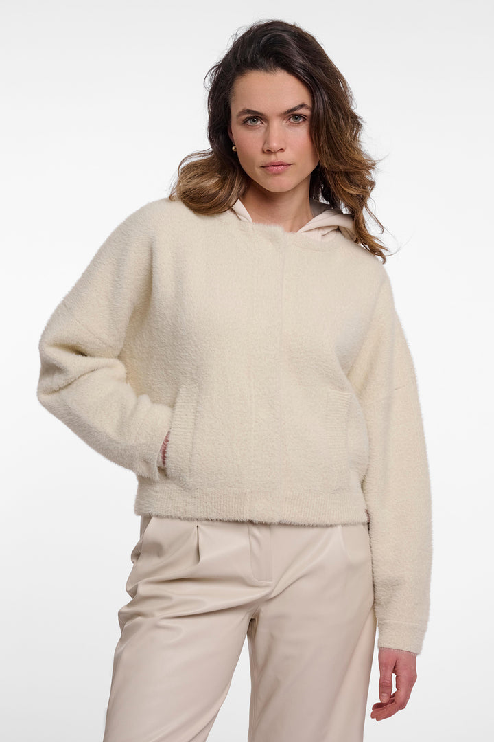 Rino &amp; Pelle Marvon Birch Beige Hooded Cardigan 9030, front view