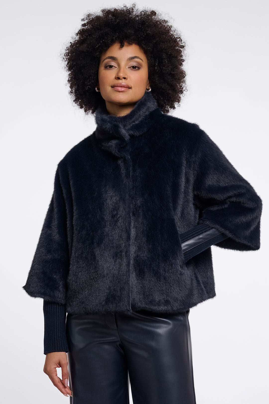Olivia Grace Fashion - Rino & Pelle Nesrin Dark Navy Jacket with Rib Cuffs