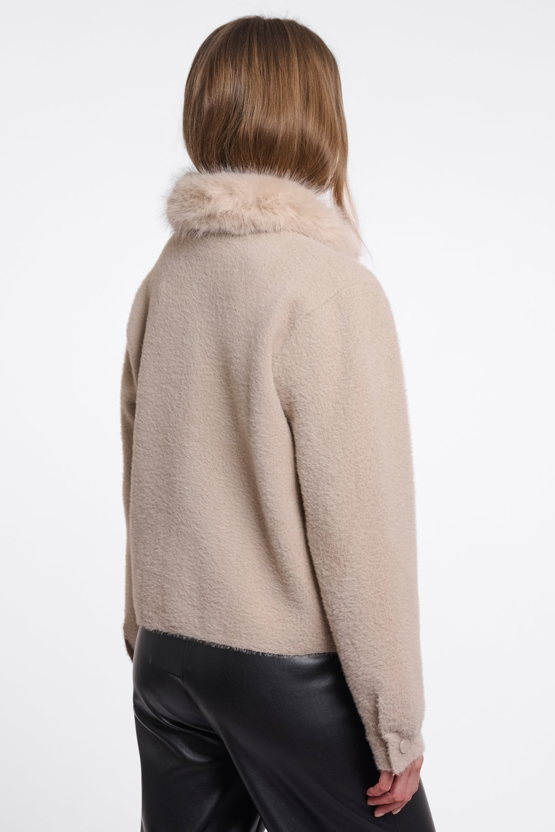 Olivia Grace Fashion - Rino &amp; Pelle Nia Stone Beige Jacket with Detachable Collar