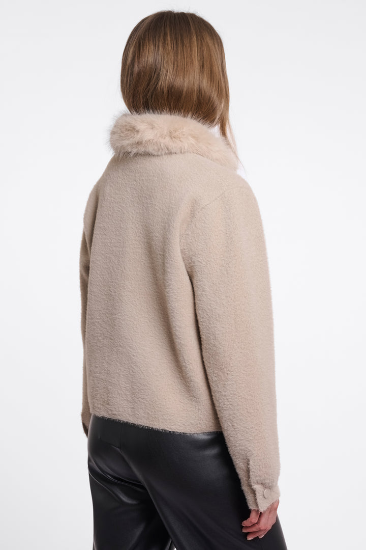 Olivia Grace Fashion - Rino &amp; Pelle Nia Stone Beige Jacket with Detachable Collar