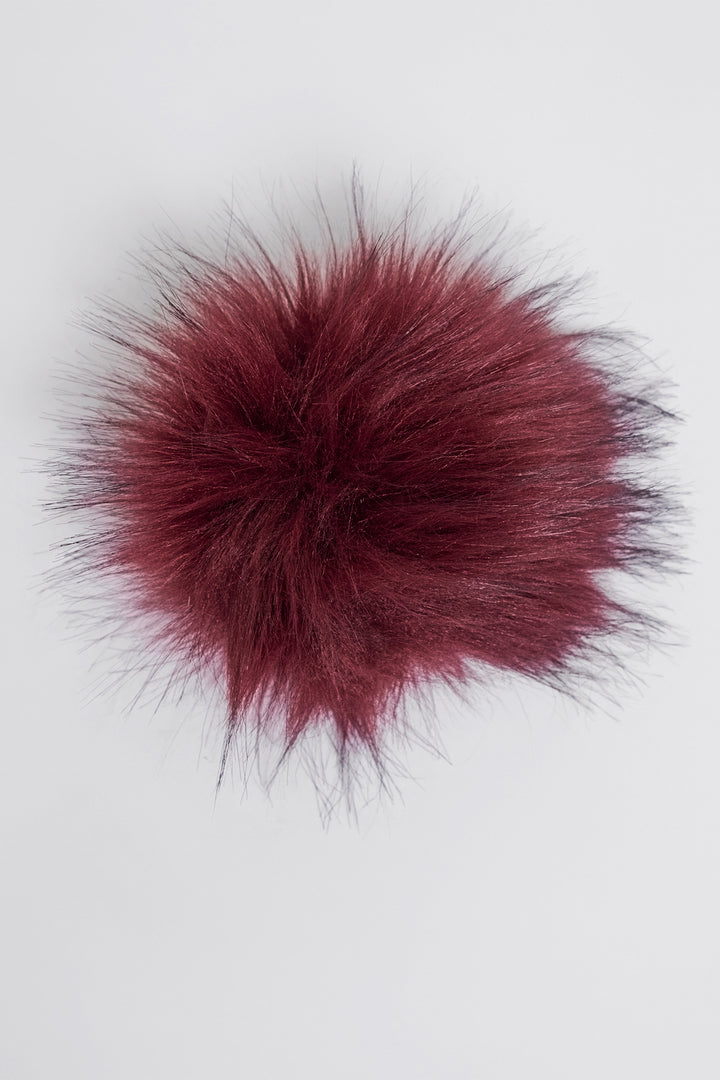 Olivia Grace Fashion - Rino &amp; Pelle Pompon Fudge Cloak Red Faux Fur Detachable Pompon
