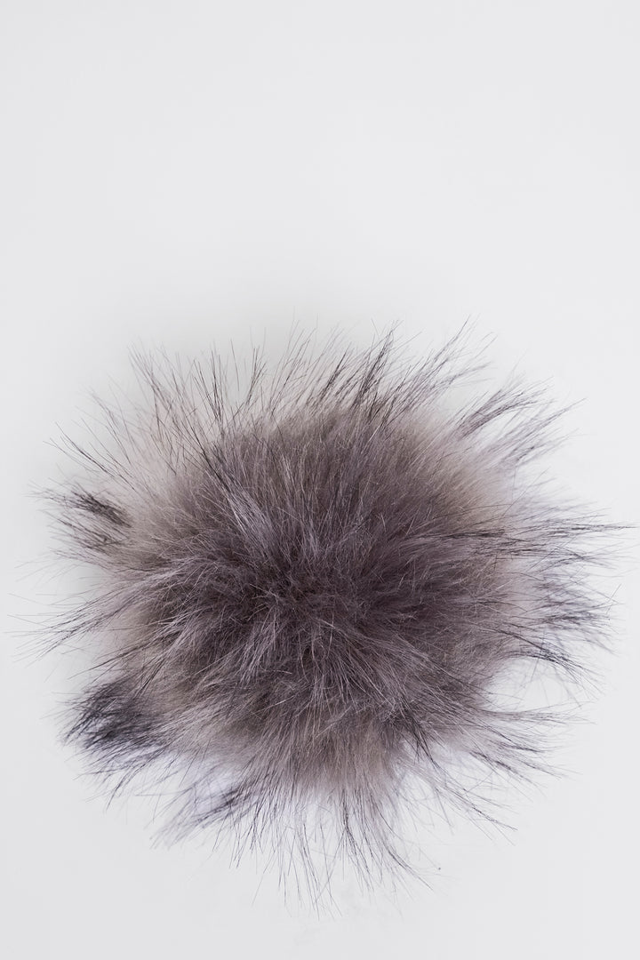Olivia Grace Fashion - Rino &amp; Pelle Pompon Urban Teal Grey Faux Fur Detachable Pompon