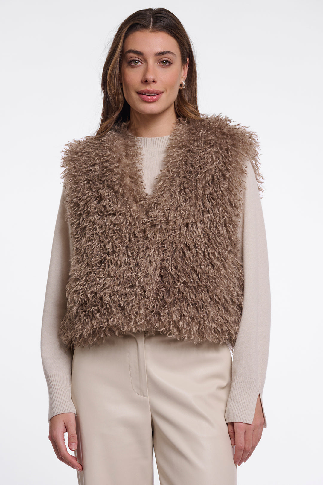 Olivia Grace Fashion - Rino &amp; Pelle Sensy Mocha Latte Brown Waistcoat