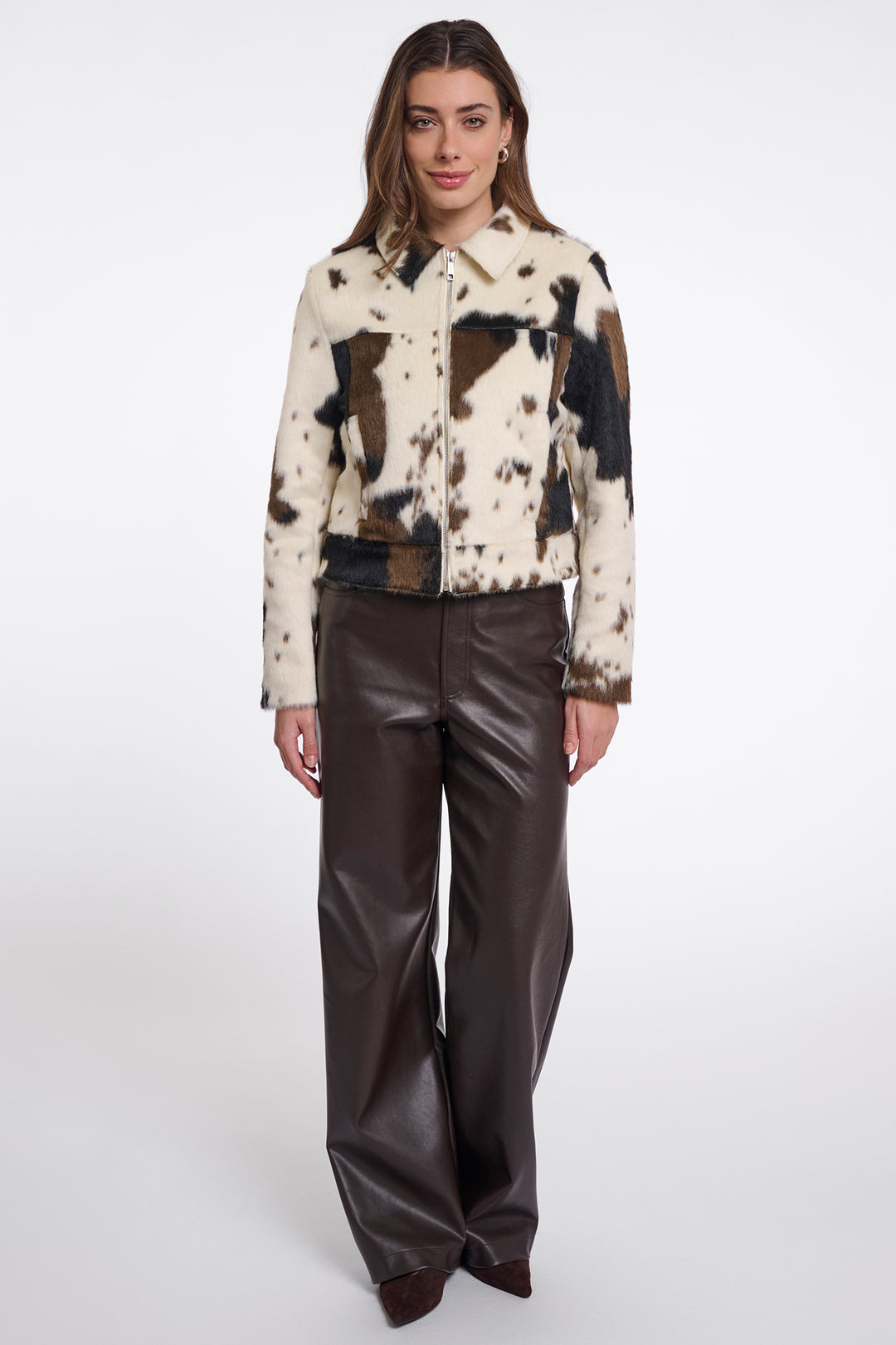 Olivia Grace Fashion - Rino &amp; Pelle Touka Cow Multicolour Jacket with Zip Closure