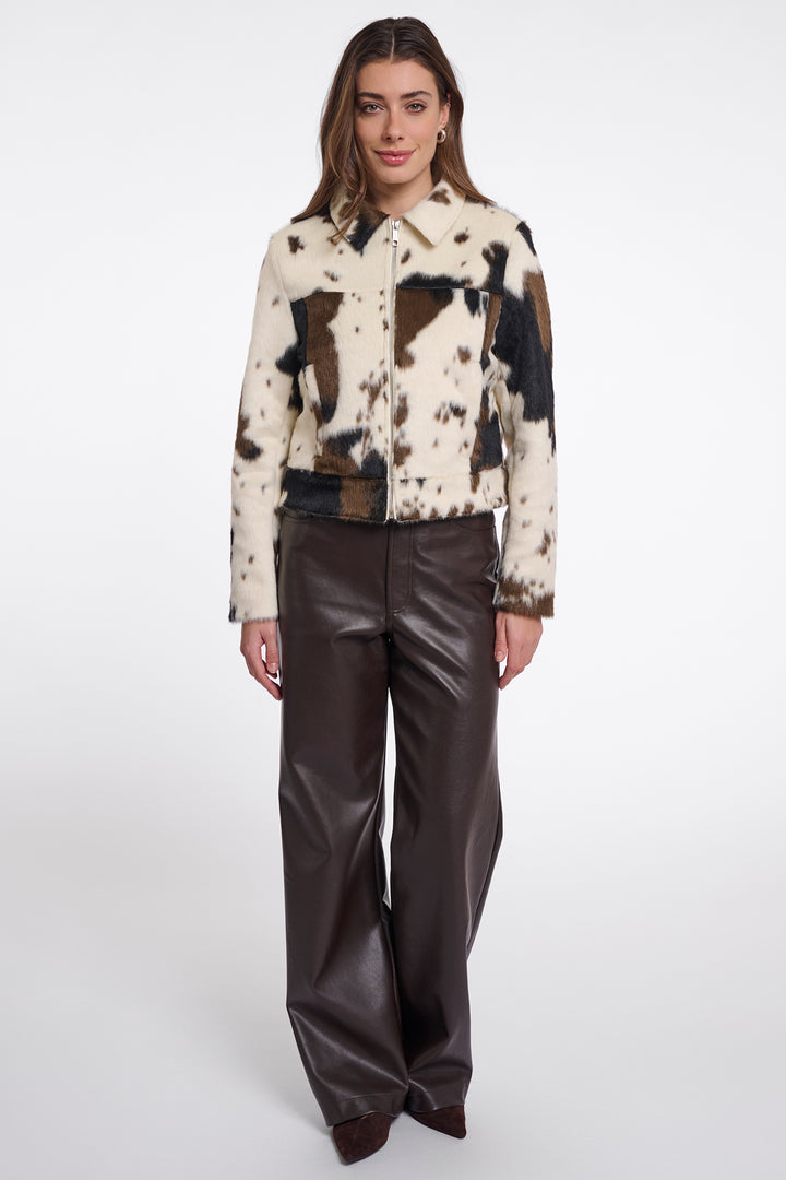 Olivia Grace Fashion - Rino &amp; Pelle Touka Cow Multicolour Jacket with Zip Closure
