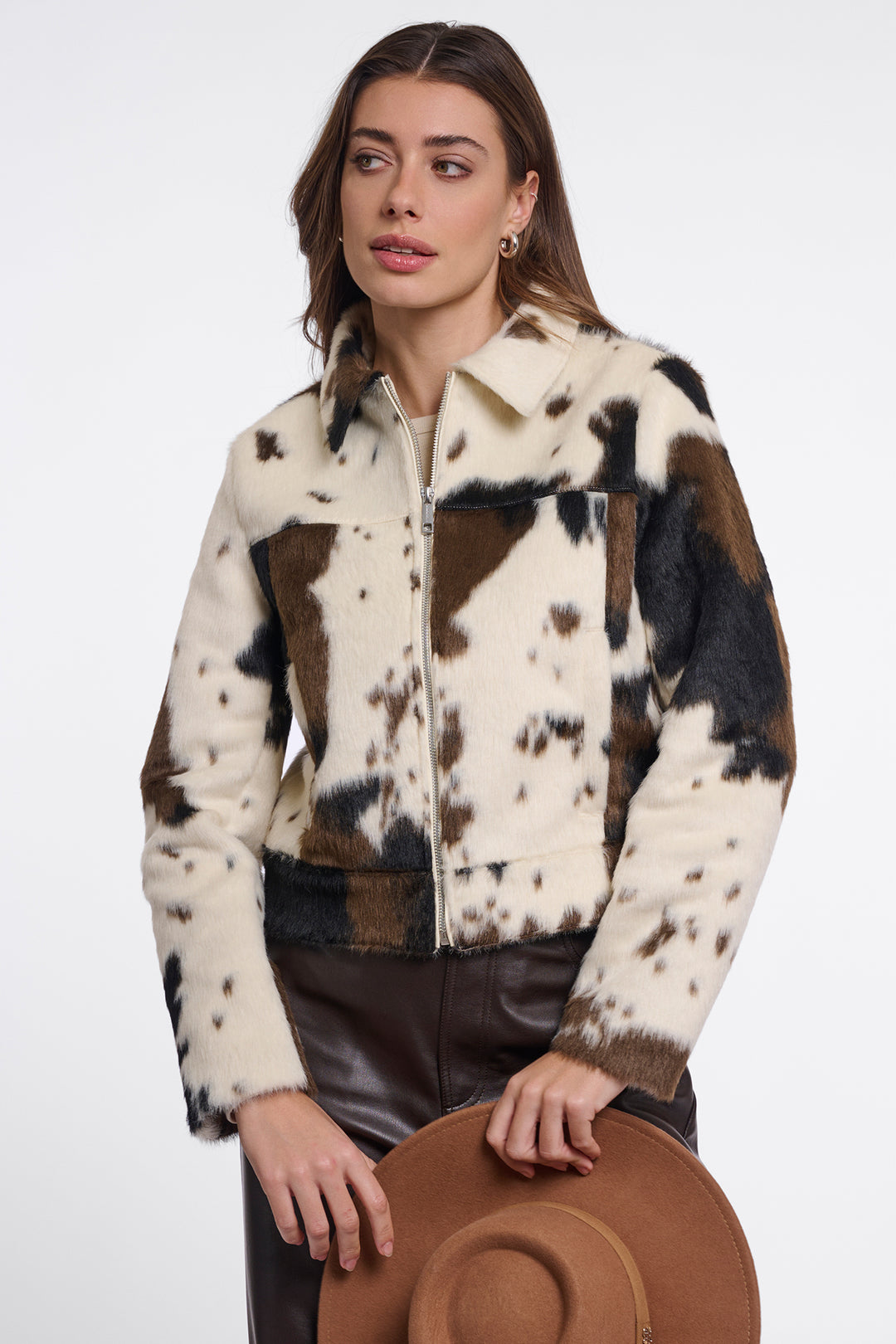 Olivia Grace Fashion - Rino &amp; Pelle Touka Cow Multicolour Jacket with Zip Closure